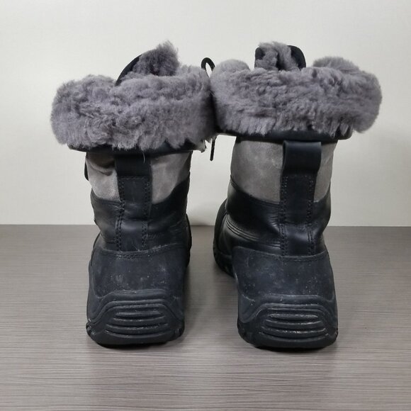 UGG Adirondack II 1906 Waterproof Boots Black Leather & Sheepskin Women Size 9 - Picture 4 of 16